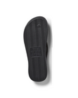 Light treaded outsole of black foam thong sandal.