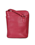 Red Derek Alexander two sided leather crossbody bag featuring a sleek design and front slip pocket, perfect for stylish everyday wear.