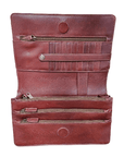 Inside Whiskey leather cross body bag showing multiple compartments and card slots