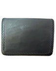 Leather Wallet in black with hand-stitched edges.