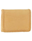 Tan leather Wallet with weave stitched edges.