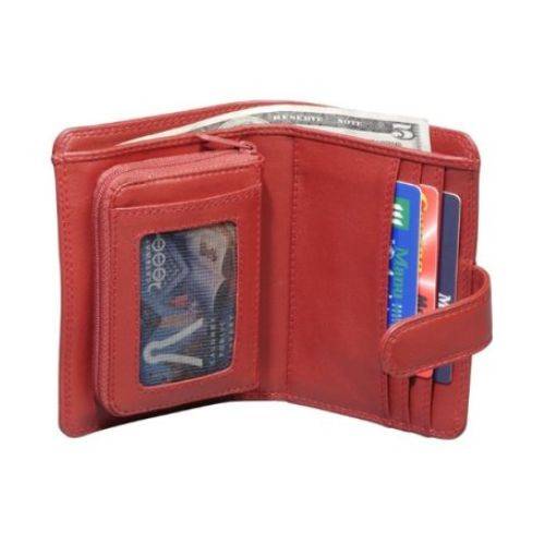 Accordion wallet showcasing ID window, card slots, and cash compartment.