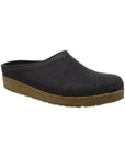 Haflinger Grizzly Wool Clog in charcoal grey with cork footbed.