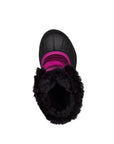 Top view of Youth Sorel Snow Commander Boot showing plush black fleece lining and easy-entry opening for toddlers and kids.
