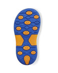 Outsole of navy and orange Stride Rite Wade 2.0 Sandal with slip-resistant grip and flexible sole for toddler mobility and safety.