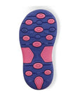 Bottom view of Stride Rite Wade 2.0 Sandal outsole in purple and pink, designed for toddler traction and comfort during water play.