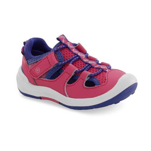 Kids Stride Rite Wade 2.0 Sandal in pink and purple with breathable mesh and water-friendly design for toddlers. Features antimicrobial lining and memory foam.