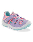 Purple and teal Stride Rite Wade 2.0 Sandal for kids with pink accents, breathable mesh, and memory foam insole for all-day toddler comfort.