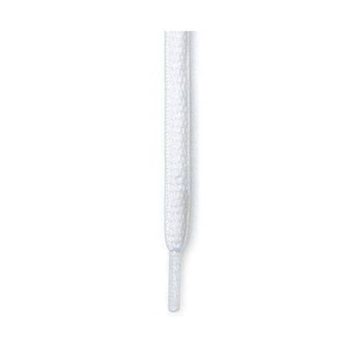 Close-up of Moneysworth & Best white round sport shoelace tip, ideal for durable sneaker lacing.