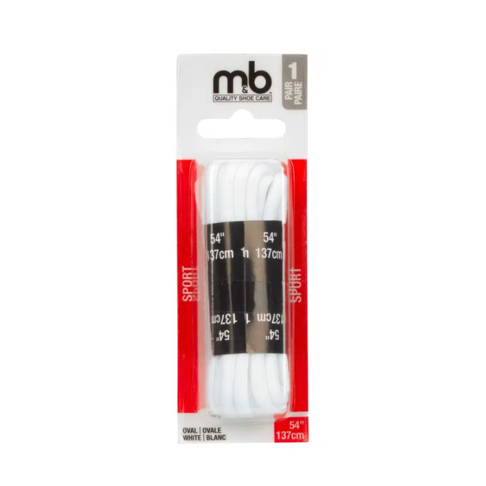 Packaged Moneysworth & Best Round Sport Shoe Laces in white 54-inch .