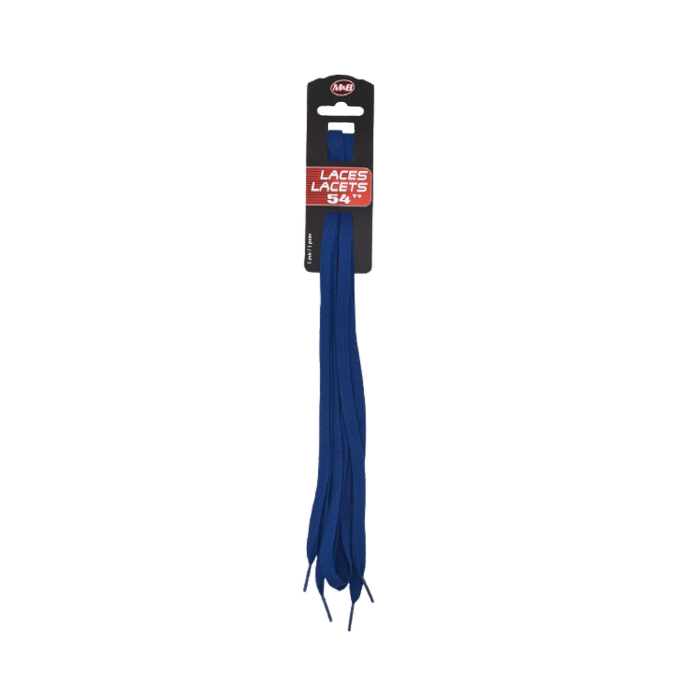 Moneysworth & Best Flat Sports Laces in blue, 54-inch durable shoelaces for athletic and casual footwear. Ideal for sports and daily wear.