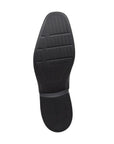 Bottom sole view of black Clarks Clarkslite Ave men's dress shoe featuring durable rubber outsole with anti-slip tread pattern.