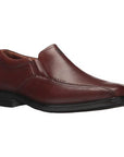Brown leather Clarks with slight heel and line detailing