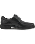 Side view of Men's Ecco Helsinki 2 GTX Lace Shoe showcasing sleek black leather design and GORE-TEX waterproof protection.