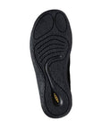 Textured black rubber outsole of the Howser III Slide Clog in Grey. Yellow KEEN logo is at the heel.