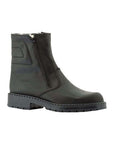 Men's Martino Outback Wool Dual-Zip Waterproof Boot in black leather with side zippers and wool lining, ideal for winter wear and snow protection.