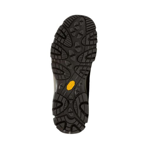 Close-up of Vibram outsole on Men's Merrell Moab Adventure 3 PLR Chelsea Boot, designed for superior grip and durability in winter conditions.