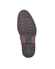 Brown treaded outsole with Rieker logo on heel.