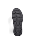 Black square tread pattern on winter boot outsole with Rieker logo stamped in heel.