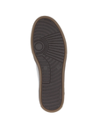 Dark brown outsole with tan border, light tread pattern and Rieker logo on edge.