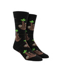 Men's Socksmith Sloth Socks in black with hanging sloth design. Cotton crew socks perfect for animal lovers and casual wear.