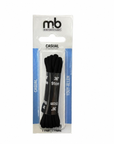 Pack of black shoelaces with packaging labeled 'm&b'