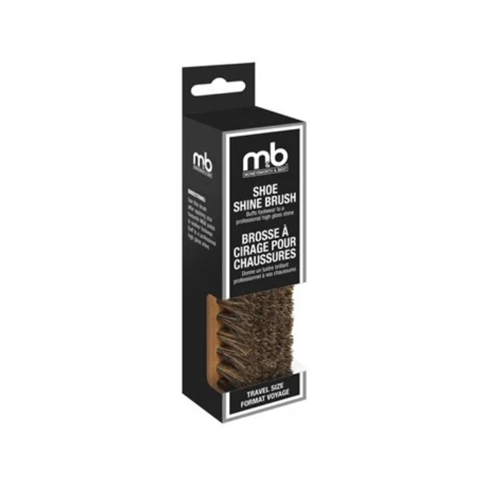 Moneysworth And Best Shine Brush - Travel Sized in retail packaging, ideal for buffing shoes to a high shine with soft bristles for even polishing.
