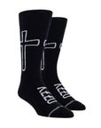 Black socks with "Ozzy" on foot and iconic cross symbol on sides