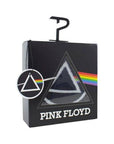 Gift box with Pink Floyd logo and socks showing through plastic window.
