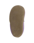 Beige suede outsole with Robeez logo on heel.