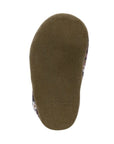 Dark tan outsole with Robeez logo on suede heel.