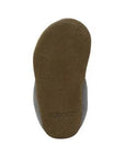 Bottom view of Robeez Ivory Elephant Soft Soles showing the non-slip suede sole ideal for early walkers and podiatric-approved support.