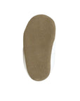 Beige suede leather outsole with Robeez logo imprinted on heel.