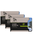 Travelon 3 RFID Blocking Sleeves in gray with black label, designed to protect credit cards from electronic theft. Ideal for travel wallets.