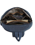 Interior view of Travelon Anti-Theft Sling Bag showing organized compartments, RFID pocket, and striped lining for secure and stylish storage.