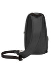Side view of Travelon Anti-Theft Classic Sling Bag in black, featuring an adjustable strap and slim profile for comfortable wear.
