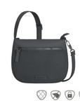 Charcoal gray Travelon Anti-Theft Crossbody Bag with secure zipper, RFID protection, and anti-theft features for everyday use.