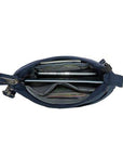Interior view of Travelon Anti-Theft Crossbody Bag showing organized compartments for phone, wallet, and essentials.