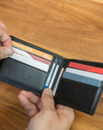 Black leather billfold wallet.