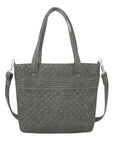 Back view of grey Travelon Anti-Theft Boho Tote with detachable crossbody strap, ideal for secure travel from Canadian Online Shoe Store.