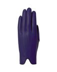 Women's Auclair Faith sheepskin leather glove in deep purple with elastic cuff and sleek stitching, ideal for stylish winter wear.