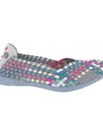 Women's Bernie Mev Catwalk Ballet Flat in multicolor woven design with memory foam insole and flexible sole for all-day comfort and style.