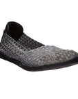 Women's Bernie Mev Catwalk Ballet Flat in silver grey with woven vegan upper and cushioned memory foam footbed for all-day wear.