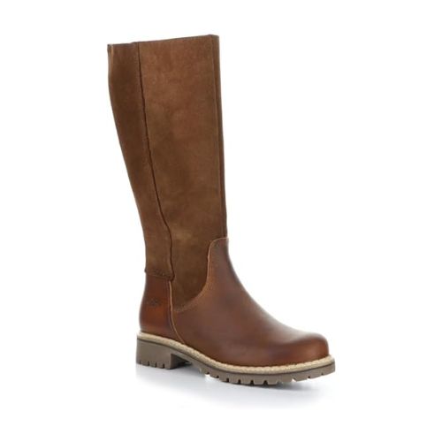 Women's Bos&Co Hudson Tall Boot in tan leather, warm waterproof tall boot with grippy sole for winter conditions.