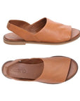 Top and side views of tan Bueno Hayden Sandal for women, crafted from genuine leather with a slingback design.
