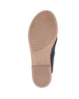Outsole view of black Bueno Hayden Sandal showing flexible rubber sole with grip lines for added traction and comfort.