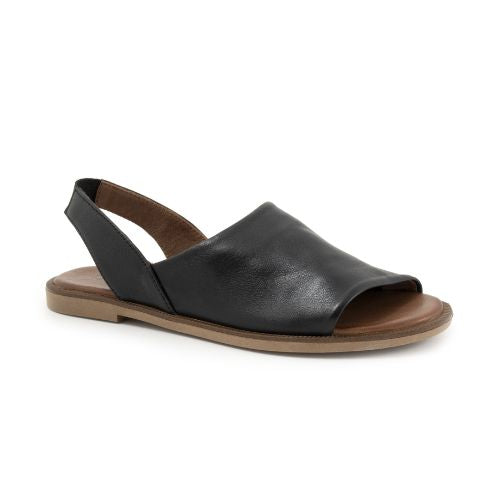 Women's Bueno Hayden Sandal in black leather with open toe and backstrap, handmade in Turkey for comfort and everyday wear.