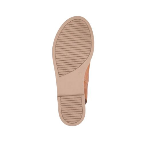 Bottom view of tan Bueno Hayden Sandal with textured sole, designed for flexibility and everyday comfort.