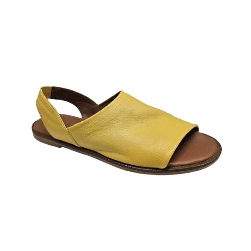 Yellow Bueno Hayden Sandal for women with genuine leather upper and brown cushioned footbed, perfect for warm weather.