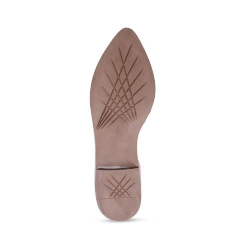 Outsole view of the women's Bueno Birdie leather flat showing textured grip and pointed toe design for slip-resistant comfort.